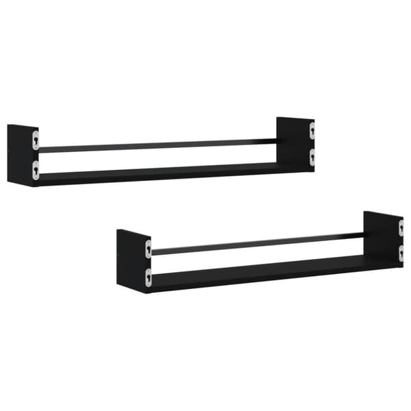 vidaXL Seinähyllyt tangoilla 2 kpl musta 80x16x14 cm -  Seinähyllyt