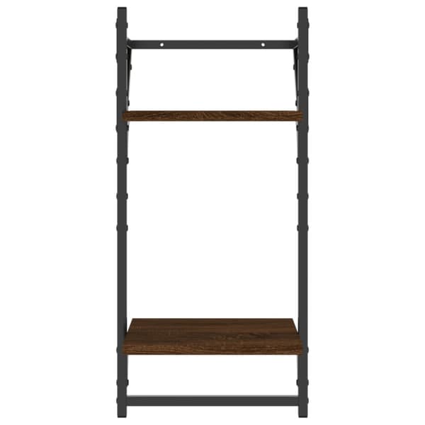 vidaXL Vägghyllor 2-plan med stänger 2 st brun ek 30x25x65 cm -  Vägghyllor & fönsterbrädor