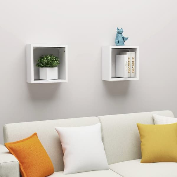 vidaXL Vägghylla kubformad 2 st vit 30x15x30 - Vägghyllor & fönsterbrädor