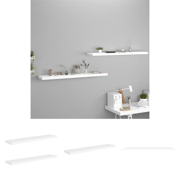 The Living Store Svävande vägghyllor 2 st vit 120x23,5x3,8 cm MDF -  Vägghyllor & fönsterbrädor
