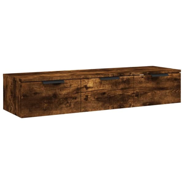 The Living Store Väggskåp rökfärgad ek 102x30x20 cm konstruerat trä - Vägghyllor & fönsterbrädor