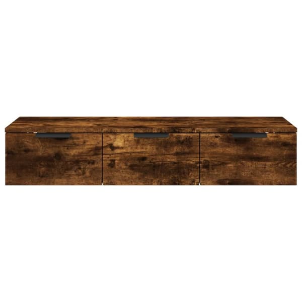 The Living Store Väggskåp rökfärgad ek 102x30x20 cm konstruerat trä - Vägghyllor & fönsterbrädor