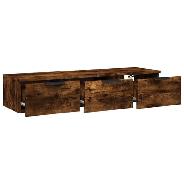 The Living Store Väggskåp rökfärgad ek 102x30x20 cm konstruerat trä - Vägghyllor & fönsterbrädor