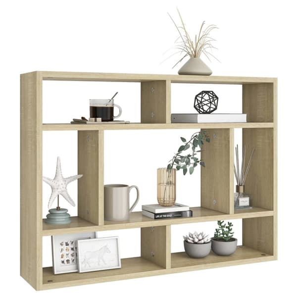 The Living Store Vägghylla sonoma-ek 75x16x55 cm konstruerat trä -  Vägghyllor & fönsterbrädor