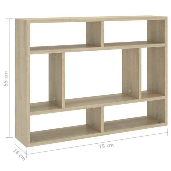 The Living Store Vägghylla sonoma-ek 75x16x55 cm konstruerat trä -  Vägghyllor & fönsterbrädor