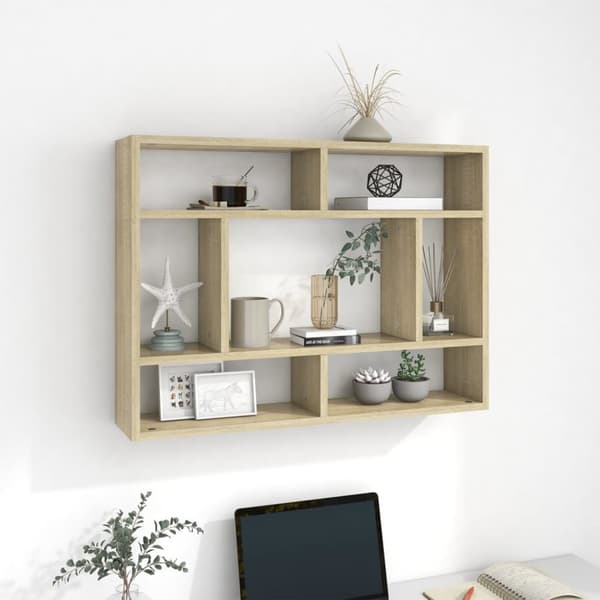 The Living Store Vägghylla sonoma-ek 75x16x55 cm konstruerat trä -  Vägghyllor & fönsterbrädor