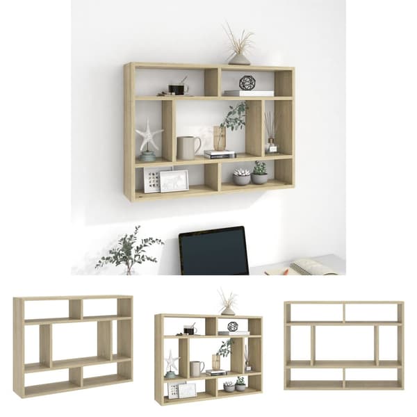 The Living Store Vägghylla sonoma-ek 75x16x55 cm konstruerat trä -  Vägghyllor & fönsterbrädor
