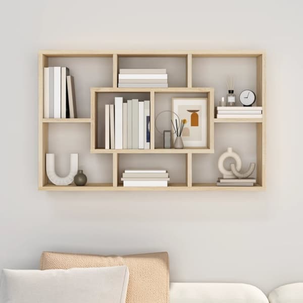 The Living Store Vägghylla sonoma-ek 85x16x52,5 cm konstruerat trä -  Vägghyllor & fönsterbrädor
