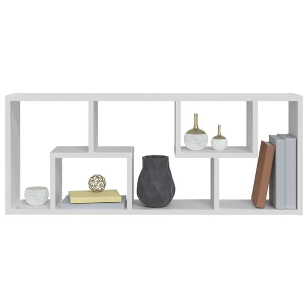 The Living Store Vägghylla vit 36x16x90 cm konstruerat trä -  Vägghyllor & fönsterbrädor