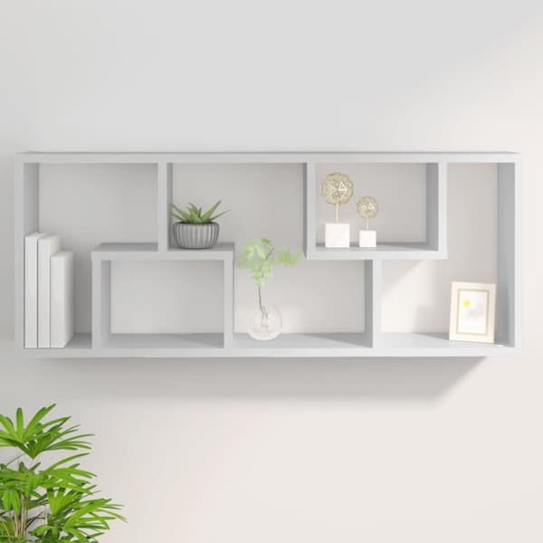 The Living Store Vägghylla vit 36x16x90 cm konstruerat trä -  Vägghyllor & fönsterbrädor
