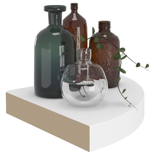 The Living Store Kelluvat kulmahyllyt 2 kpl valkoinen 25x25x3,8 cm MDF - Seinähyllyt