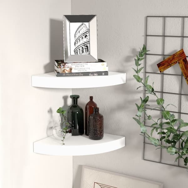The Living Store Kelluvat kulmahyllyt 2 kpl valkoinen 25x25x3,8 cm MDF - Seinähyllyt