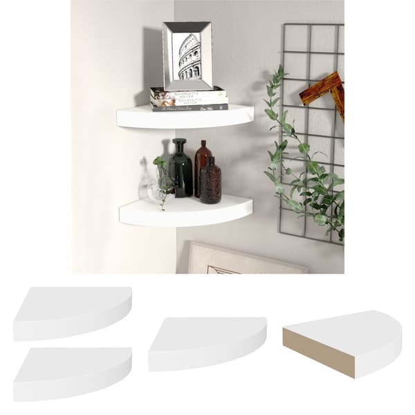 The Living Store Kelluvat kulmahyllyt 2 kpl valkoinen 25x25x3,8 cm MDF -  Seinähyllyt