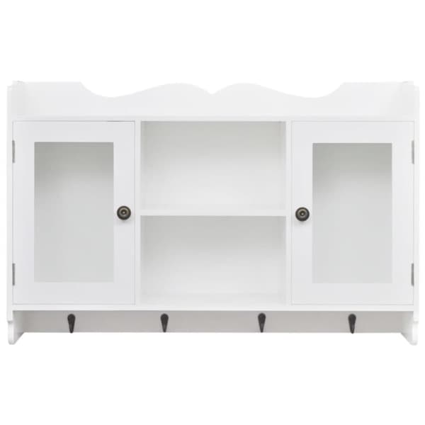 The Living Store Väggskåp med glasdörrar MDF vit - Vägghyllor & fönsterbrädor