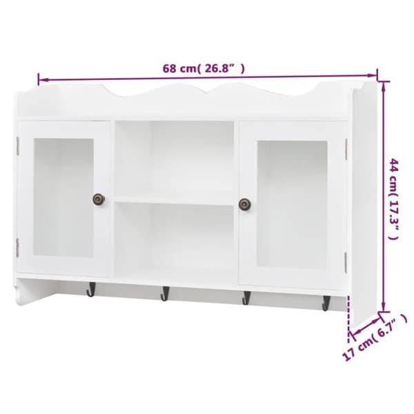 The Living Store Väggskåp med glasdörrar MDF vit - Vägghyllor & fönsterbrädor