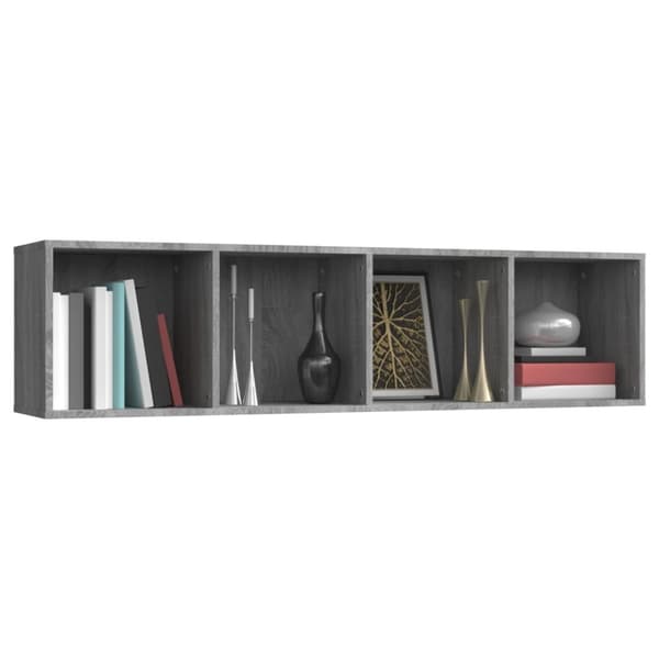The Living Store bogreol/tv-skab 143x30x36 cm konstrueret træ grå sonoma-eg -  Væghylder & smalle hylder