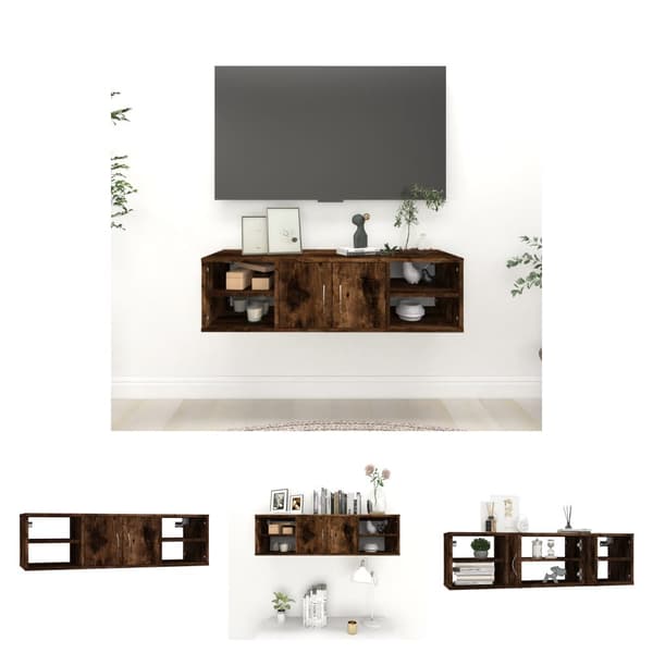 The Living Store Vägghylla rökfärgad ek 102x30x29 cm konstruerat trä -  Vägghyllor & fönsterbrädor