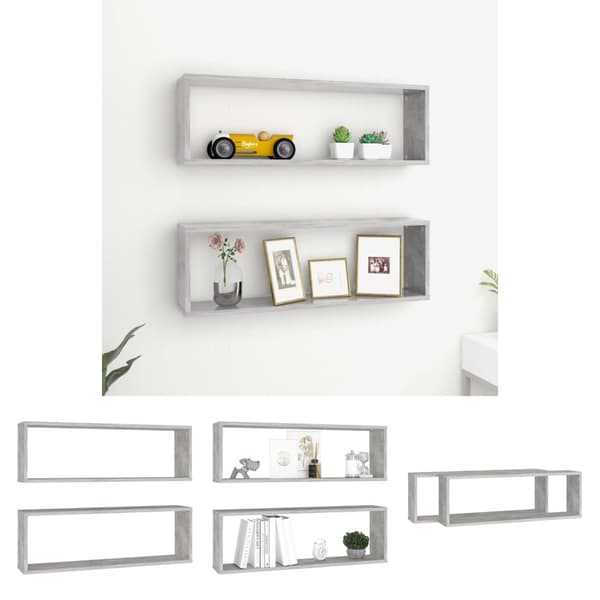 The Living Store Kuutioseinähyllyt 2 kpl harmaa 80x15x26,5 cm tekninen puu -  Seinähyllyt
