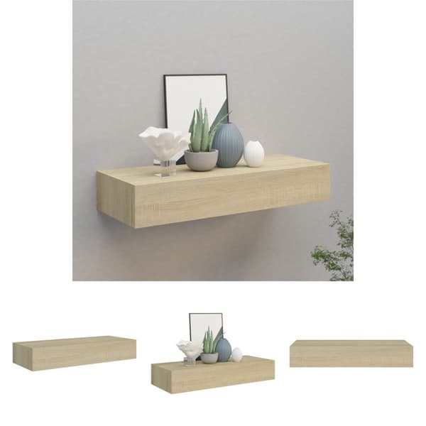The Living Store Seinälaatikkohylly tammi 60x23,5x10 cm MDF - Seinähyllyt