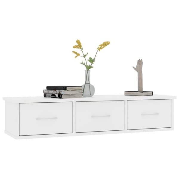 The Living Store Väggmonterade lådor vit 88x26x18,5 cm spånskiva - Vägghyllor & fönsterbrädor