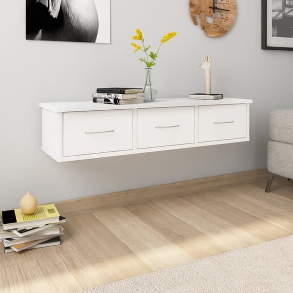 The Living Store Väggmonterade lådor vit 88x26x18,5 cm spånskiva -  Vägghyllor & fönsterbrädor