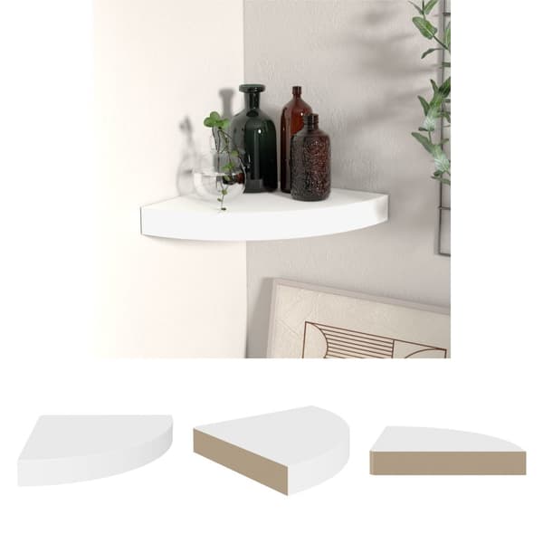 The Living Store Svävande hörnhylla vit 25x25x3,8 cm MDF - Vägghyllor & fönsterbrädor