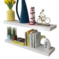 Miniatyrbild 5 av 6: 2 Flytande vägghyllor i MDF 80x20x3,8 cm vit -  Vägghyllor & fönsterbrädor