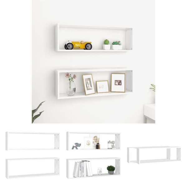 The Living Store Kuutioseinähyllyt 2 kpl valkoinen 80x15x26,5 cm lastulevy -  Seinähyllyt