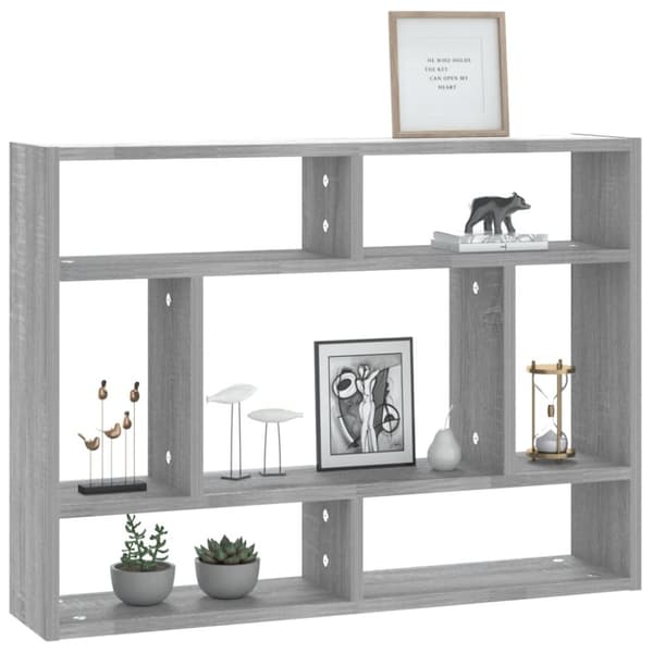 The Living Store væghylde 75x16x55 cm konstrueret træ grå sonoma-eg - Væghylder & smalle hylder