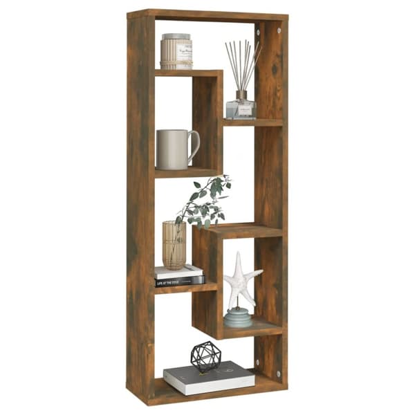 The Living Store væghylde 36x16x90 cm konstrueret træ røget egetræsfinish - Væghylder & smalle hylder