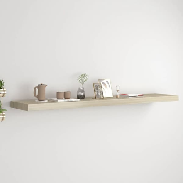 The Living Store væghylde 120x23,5x3,8 cm MDF egetræsfarve - Væghylder & smalle hylder