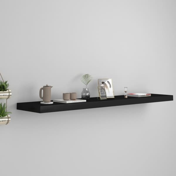The Living Store væghylde 120x23,5x3,8 cm MDF sort - Væghylder & smalle hylder