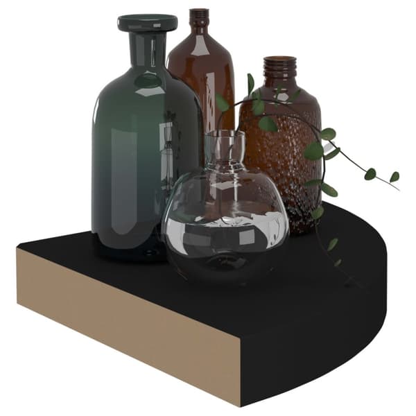 The Living Store Svävande hörnhyllor 4 st svart 25x25x3,8 cm MDF - Vägghyllor & fönsterbrädor