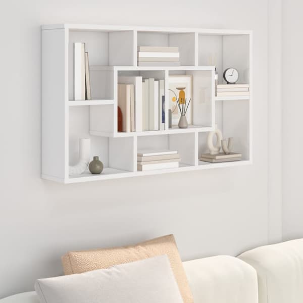 The Living Store Vägghylla högglans vit 85x16x52,5 cm konstruerat trä -  Vägghyllor & fönsterbrädor