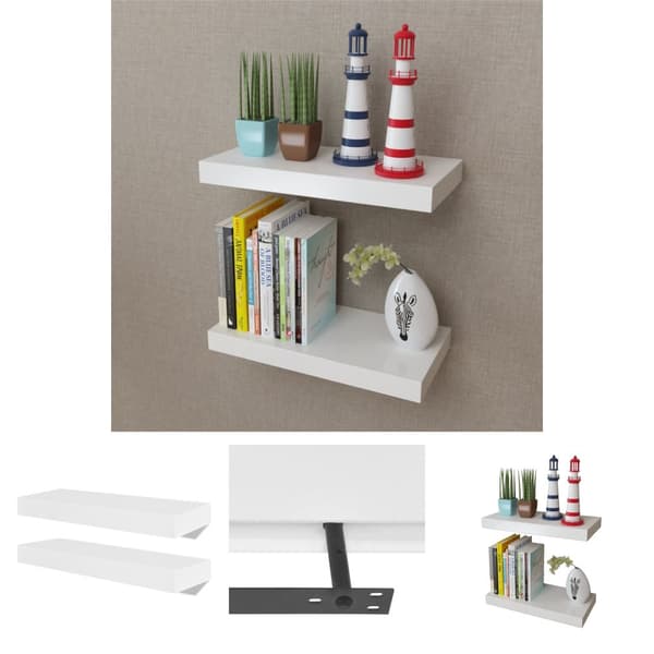 The Living Store væghylder 2 stk. MDF hvid -  Væghylder & smalle hylder