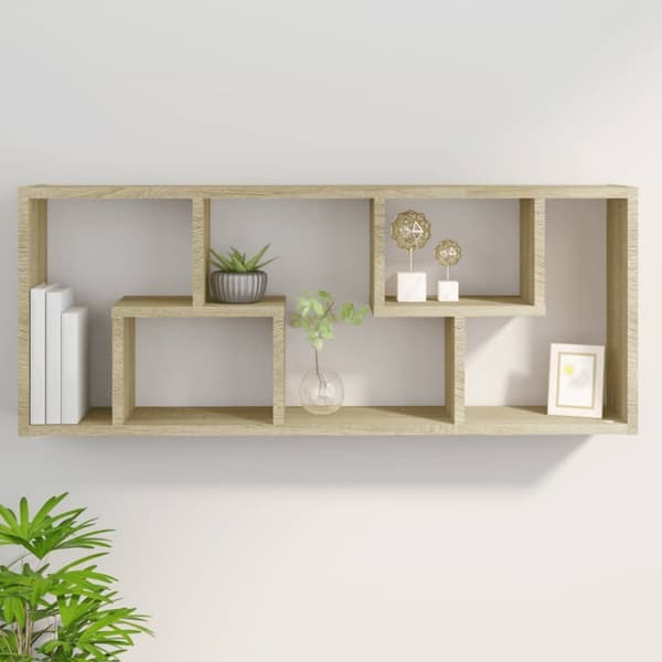 The Living Store væghylde 36x16x90 cm konstrueret træ sonoma-eg -  Væghylder & smalle hylder