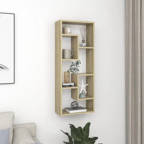 The Living Store væghylde 36x16x90 cm konstrueret træ sonoma-eg -  Væghylder & smalle hylder
