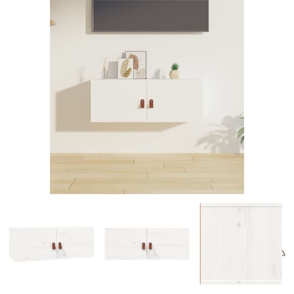 The Living Store Väggskåp vit 80x30x30 cm massiv furu -  Vägghyllor & fönsterbrädor