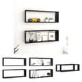 Miniatyrbillede 1 af 11: The Living Store væghylder 2 stk. 80x15x26,5 cm kubeformet spånplade sort -  Væghylder & smalle hylder