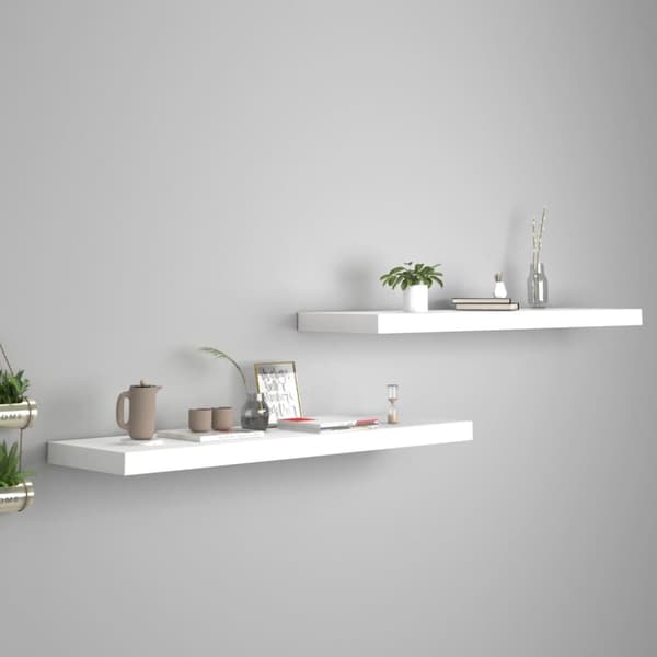 The Living Store Svävande vägghyllor 2 st vit 90x23,5x3,8 cm MDF -  Vägghyllor & fönsterbrädor