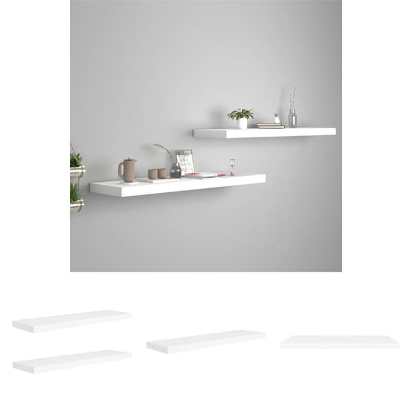 The Living Store Svävande vägghyllor 2 st vit 90x23,5x3,8 cm MDF -  Vägghyllor & fönsterbrädor