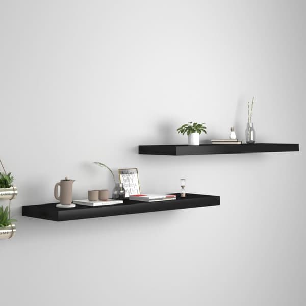 The Living Store Kelluvat seinähyllyt 2 kpl musta 90x23,5x3,8 cm MDF -  Seinähyllyt