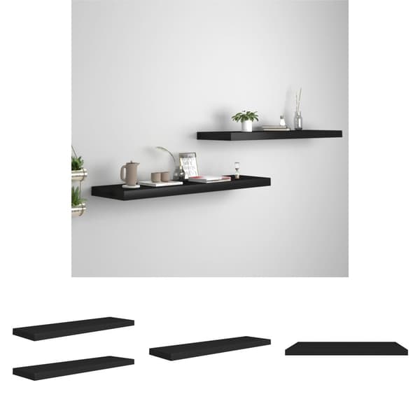 The Living Store Svävande vägghyllor 2 st svart 90x23,5x3,8 cm MDF -  Vägghyllor & fönsterbrädor