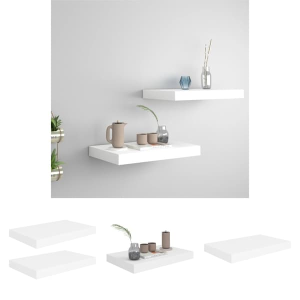 The Living Store Svävande vägghyllor 2 st vit 40x23x3,8 cm MDF -  Vägghyllor & fönsterbrädor