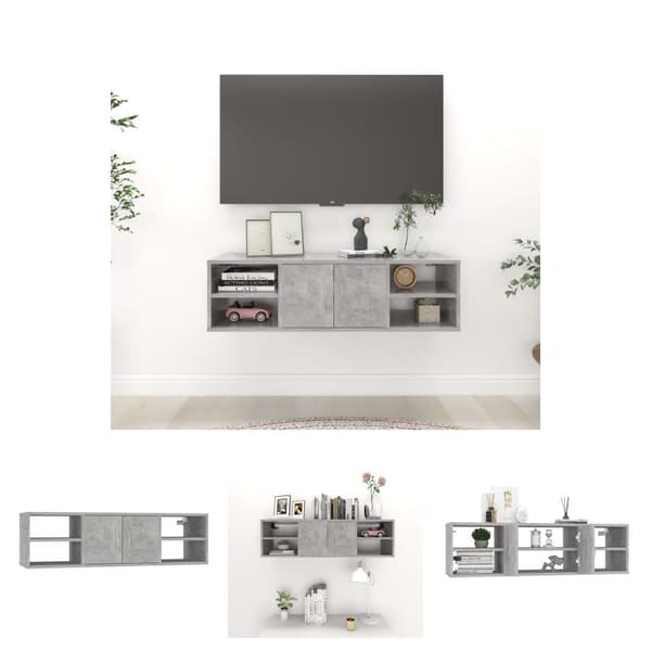 The Living Store Seinähylly betoninharmaa 102x30x29 cm tekninen puu -  Seinähyllyt