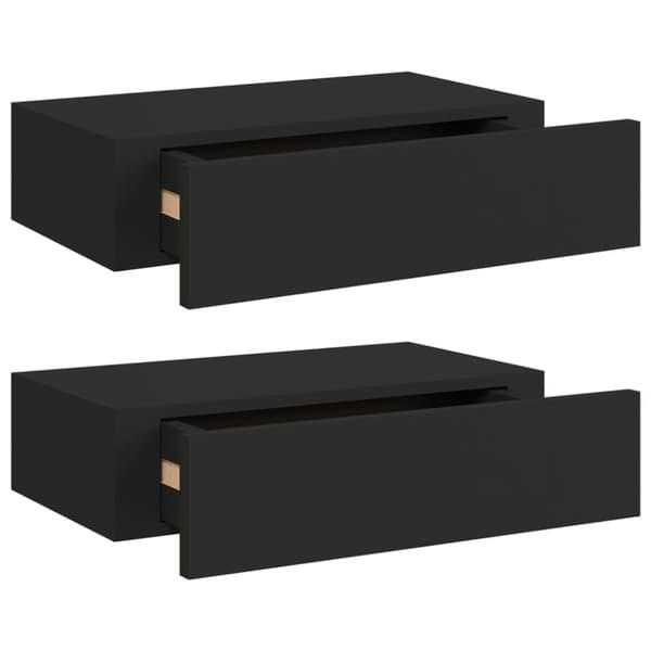 The Living Store væghylder med skuffer 2 stk. 40x23,5x10 cm MDF sort -  Væghylder & smalle hylder