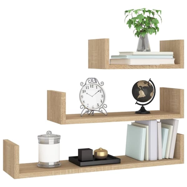 The Living Store Seinähyllyt 3 kpl Sonoma-tammi tekninen puu -  Seinähyllyt