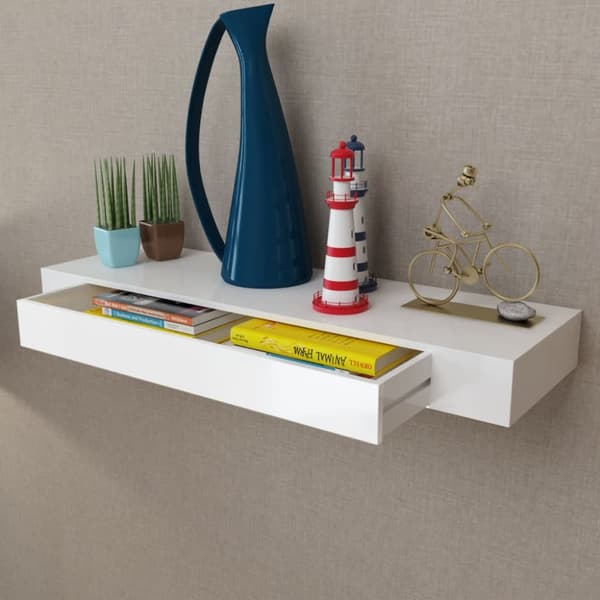 The Living Store Flytande vägghylla med 1 låda MDF - Vägghyllor & fönsterbrädor