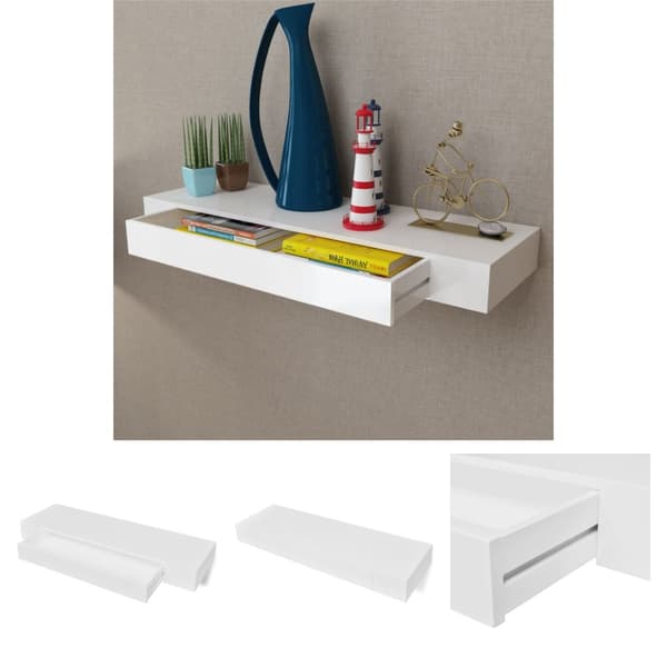 The Living Store Flytande vägghylla med 1 låda MDF - Vägghyllor & fönsterbrädor