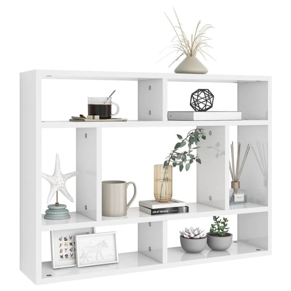 The Living Store væghylde 75x16x55 cm konstrueret træ hvid højglans -  Væghylder & smalle hylder